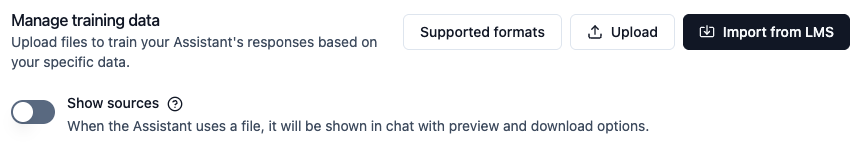 Sources toggle in Assistant Knowledge settings