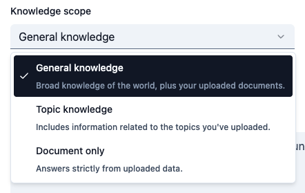 Knowledge scope configuration interface