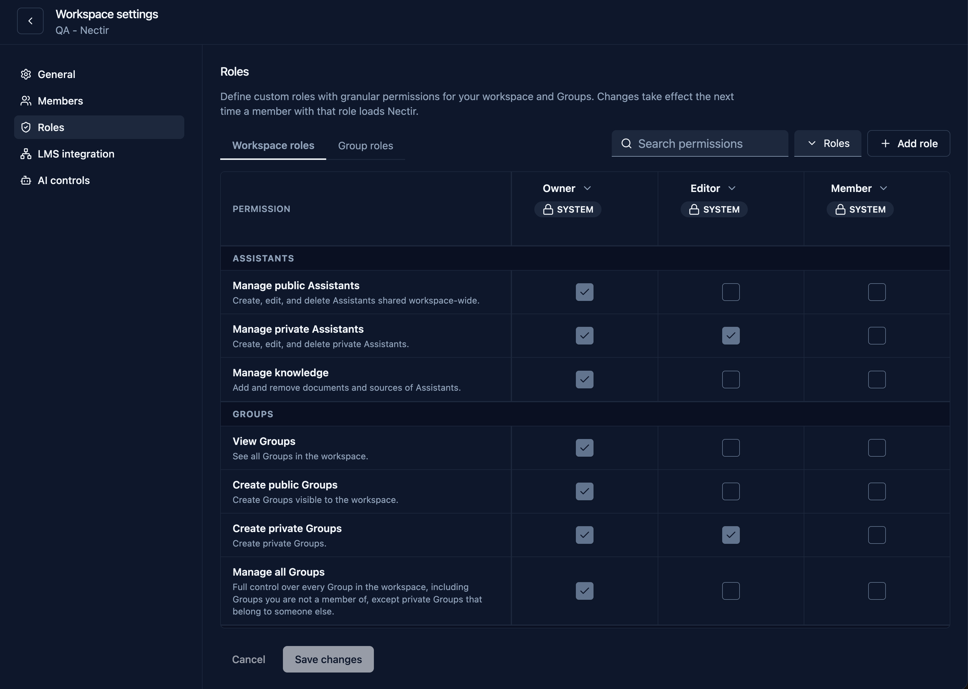 Custom Roles and Permissions