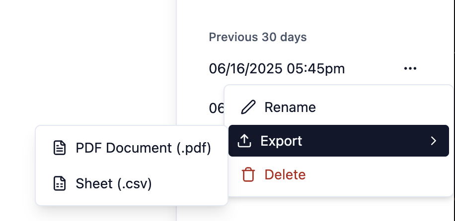 PDF export option in conversation