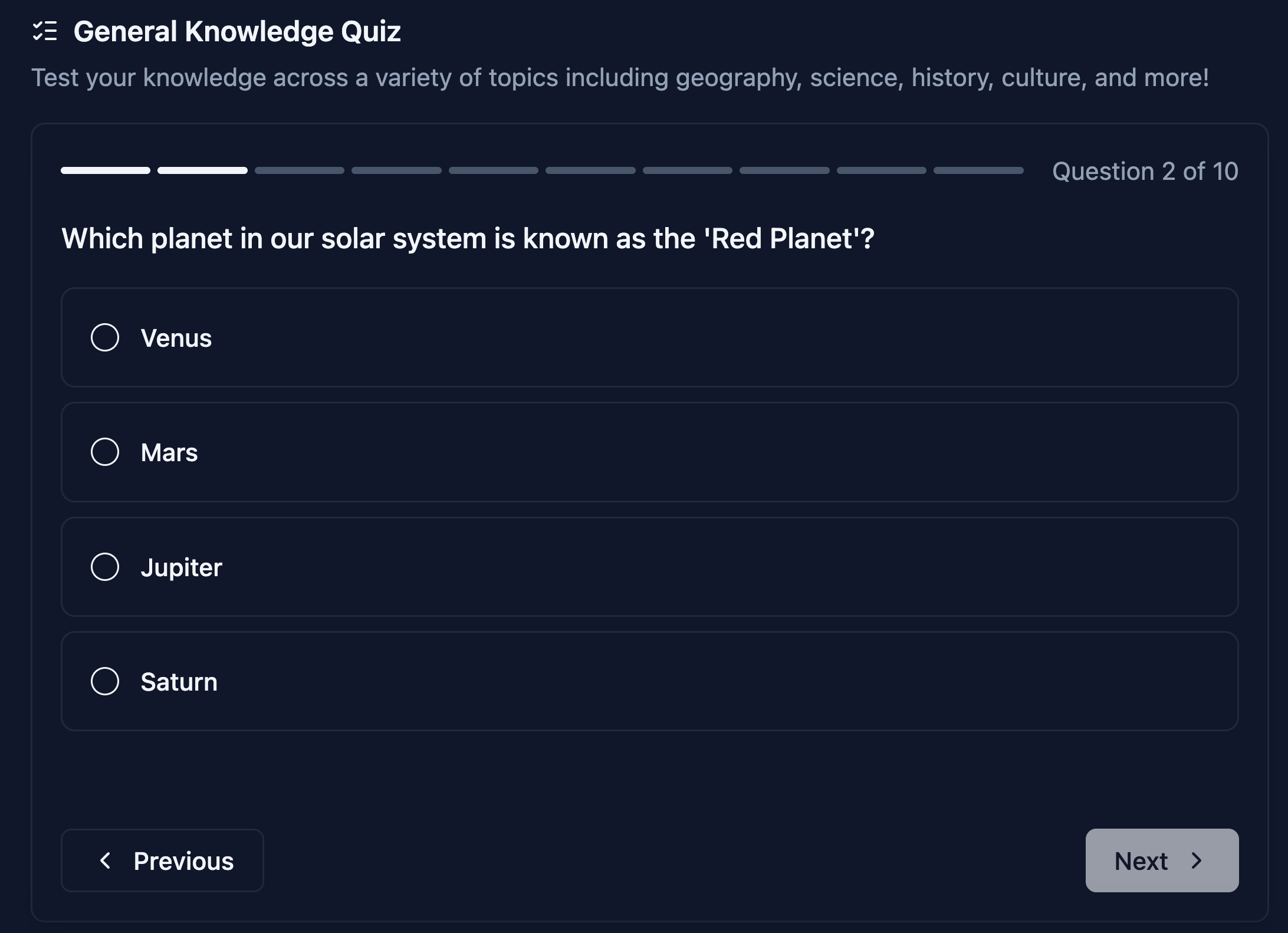 Interactive Quiz Feature