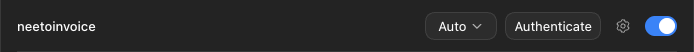 The neetoinvoice row in the MCPs list, with an Authenticate button