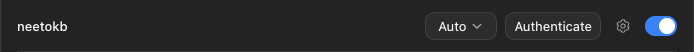 The neetokb row in the MCPs list, with an Authenticate button