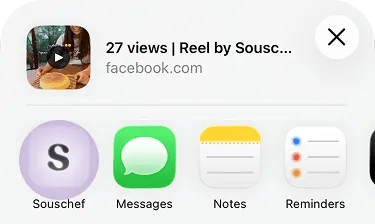 Share sheet with the Souschef app icon highlighted