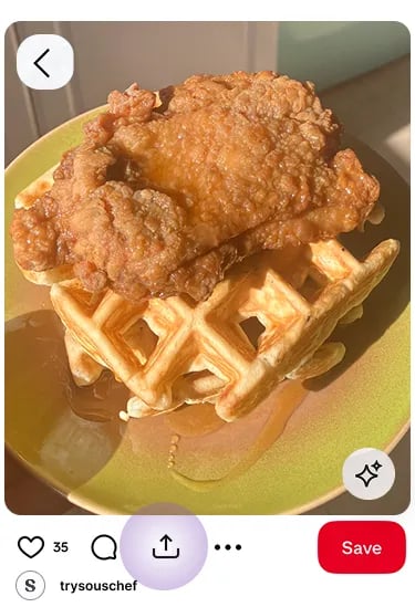 Pinterest pin with the Share button highlighted