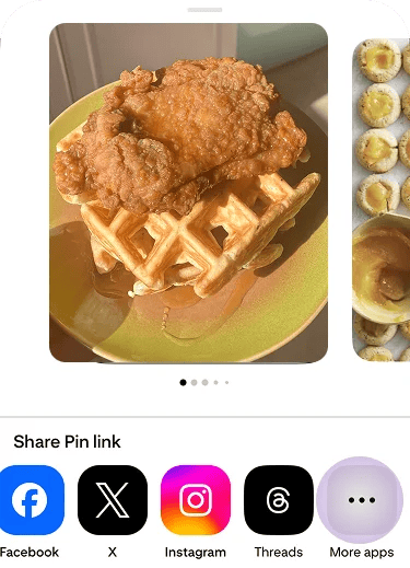 Pinterest Share Pin link menu with More apps highlighted