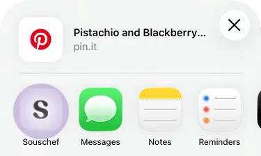Share sheet with the Souschef app icon