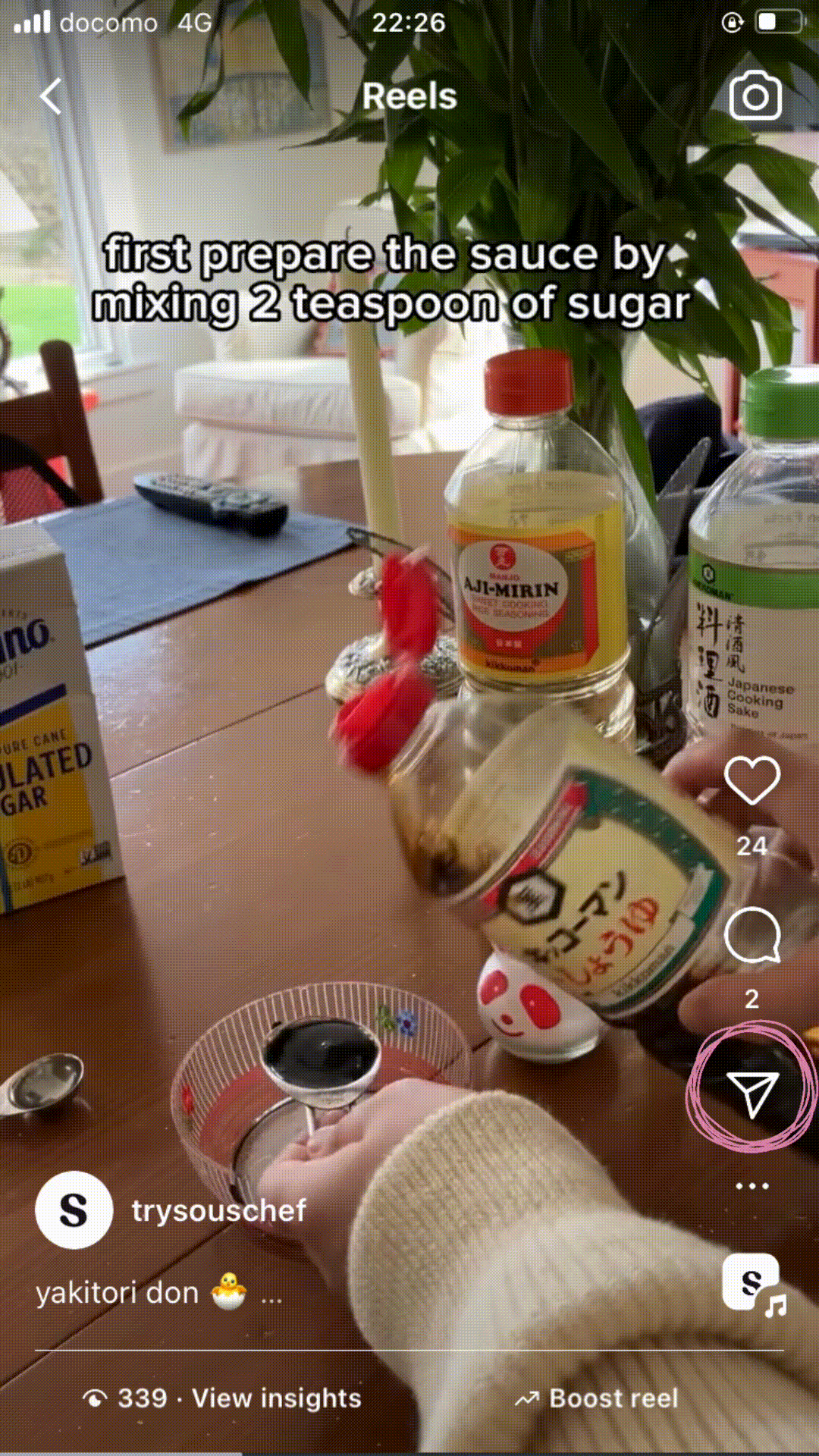 Instagram post with the Send button highlighted