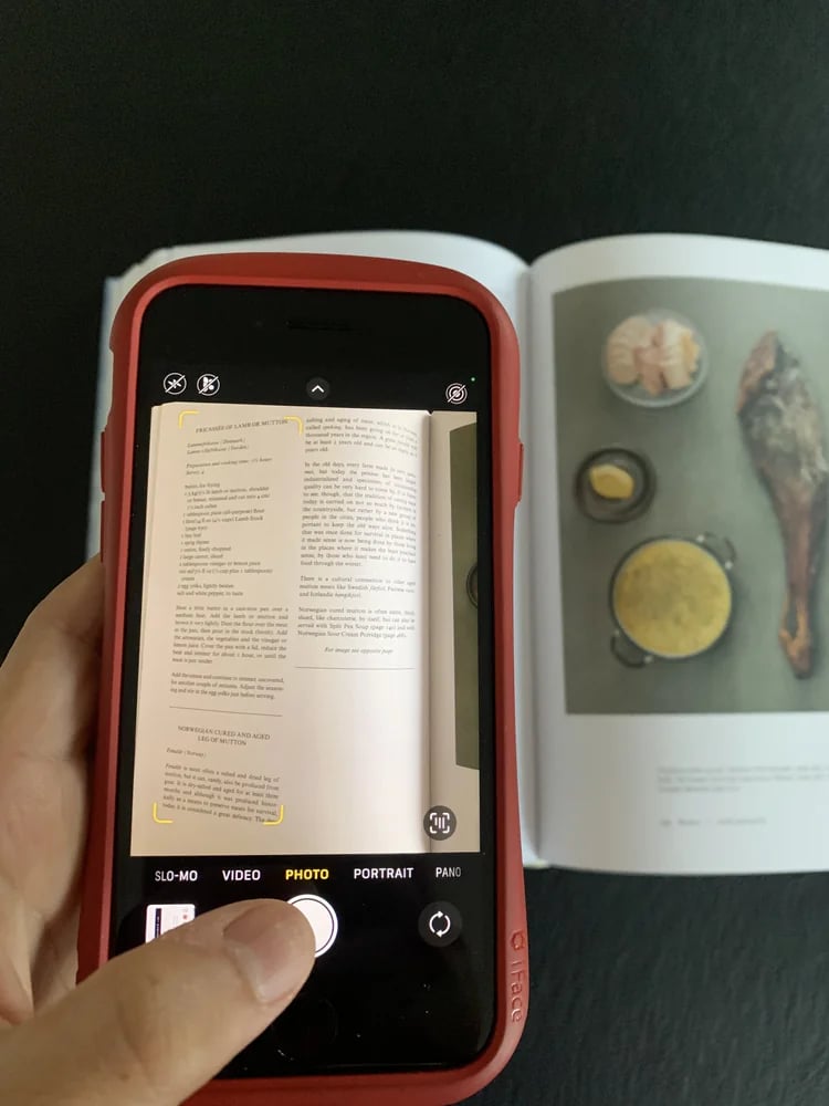 Photo picker showing recipe images ready to scan