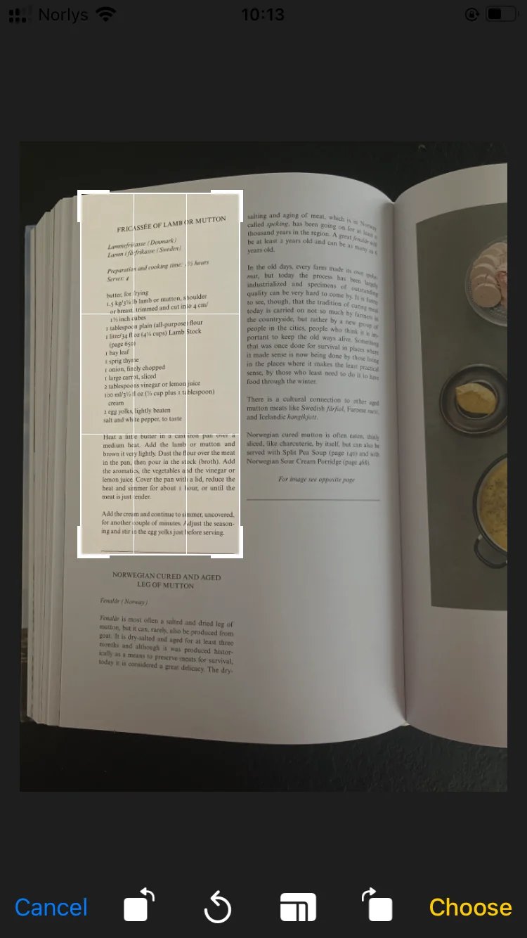 Crop screen focusing on a single recipe