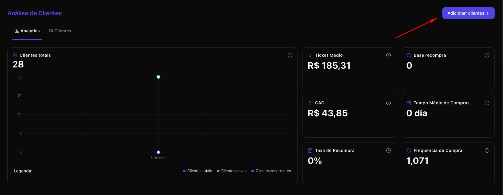 Botão Adicionar Clientes