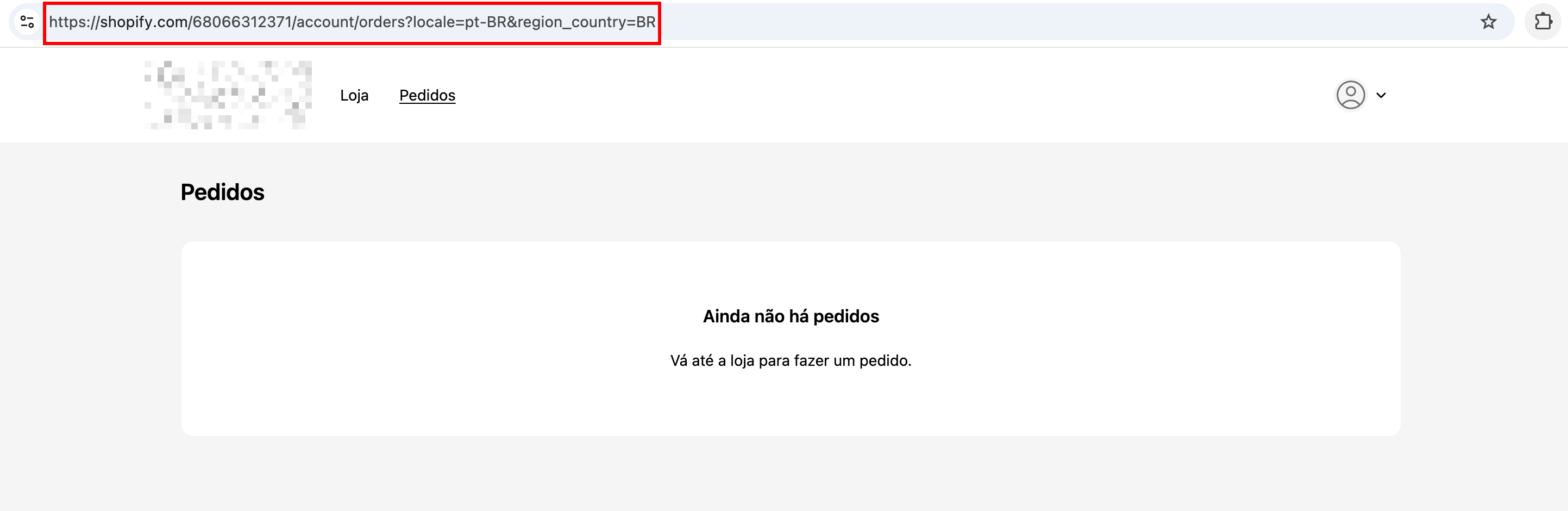 Redirecionamento para a área de pedidos
