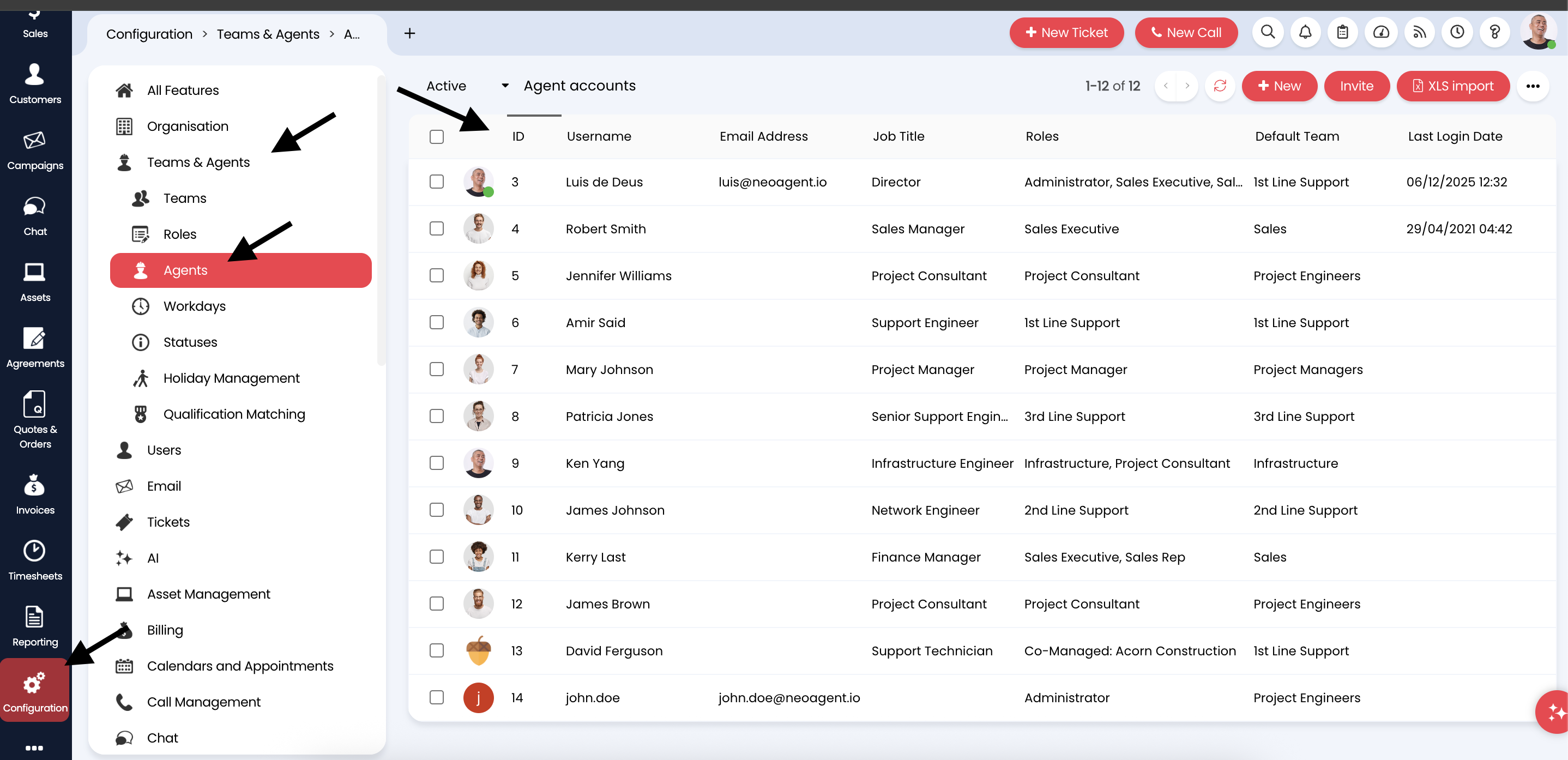 HaloPSA Agents list showing the ID column for each agent