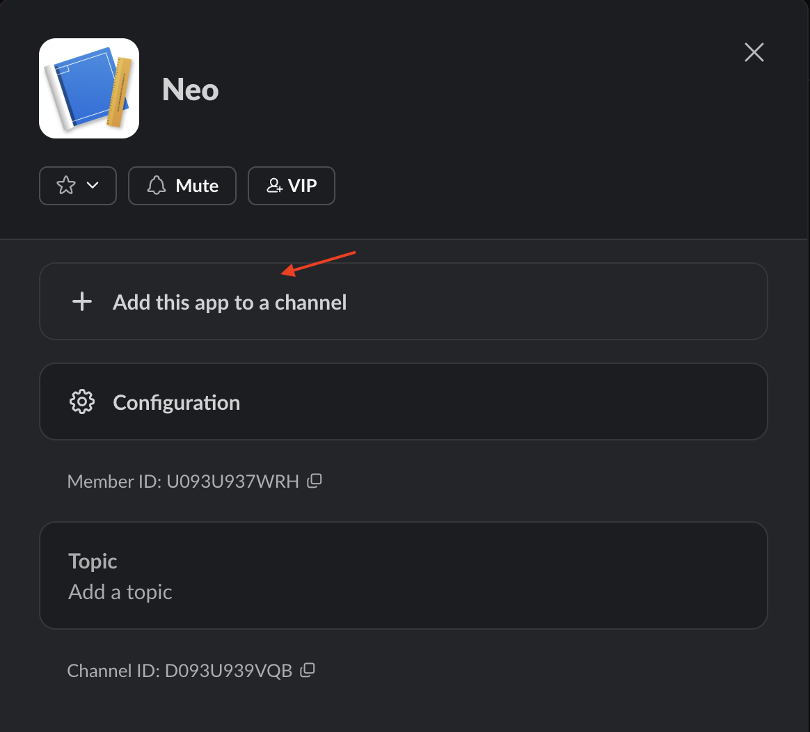 Add Neo Agent to a Slack channel