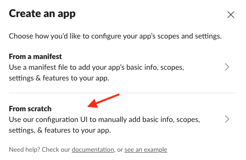 Create app from scratch in Slack