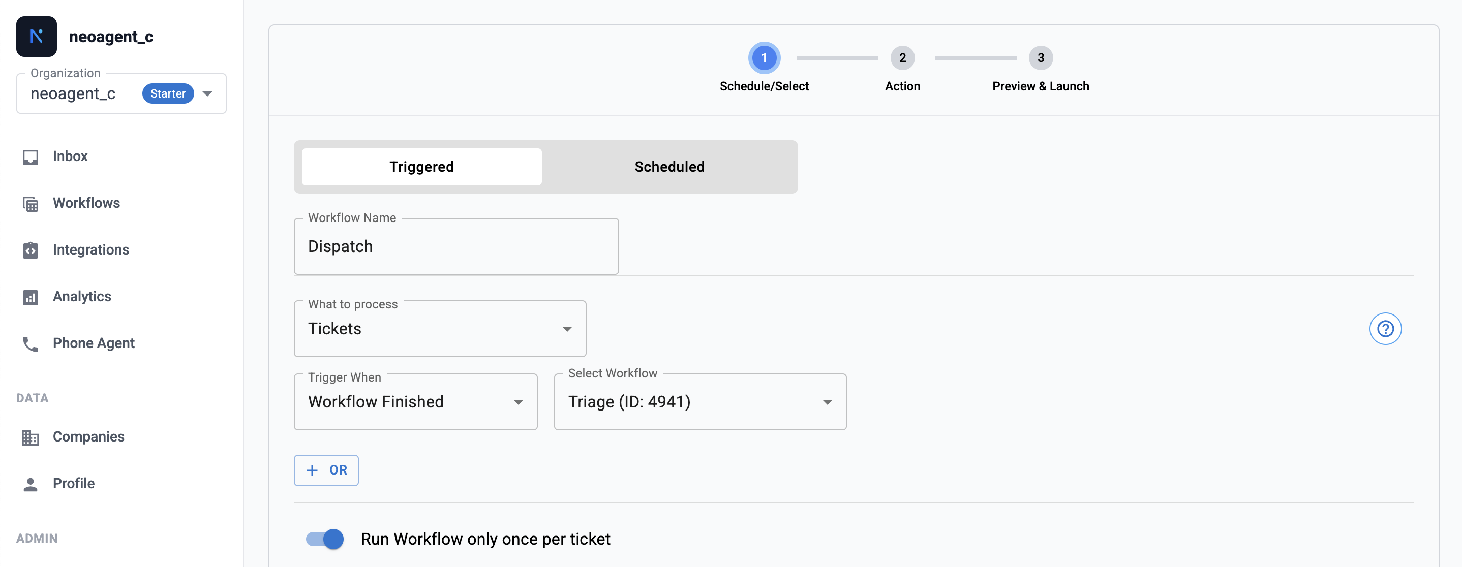 Workflow Finished trigger configuration