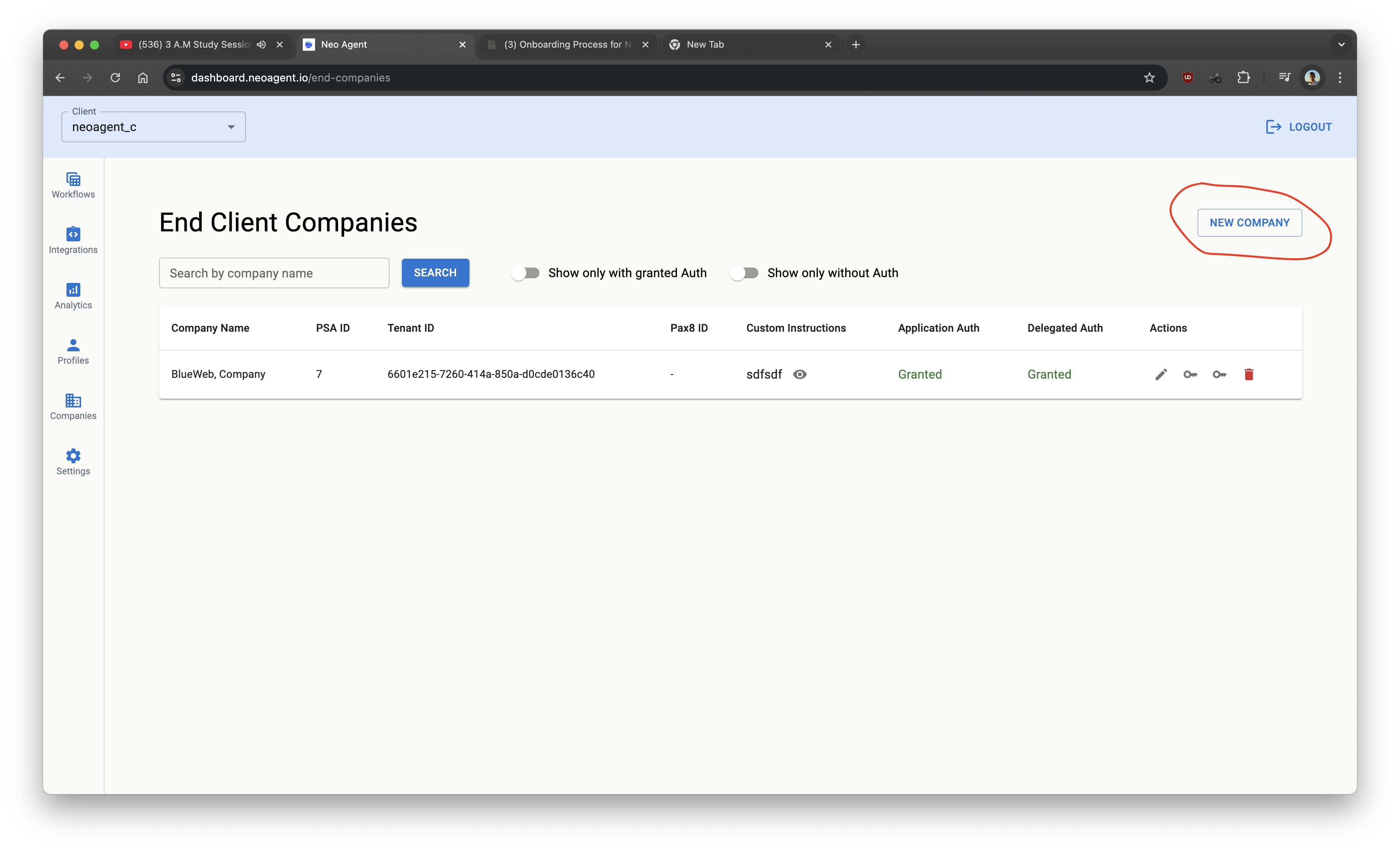 Create a new company