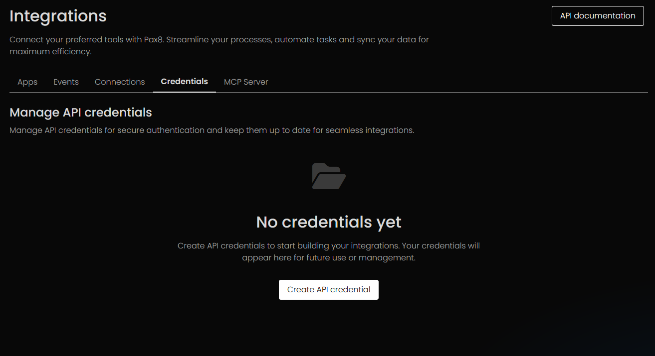Create and manage Pax8 API credentials