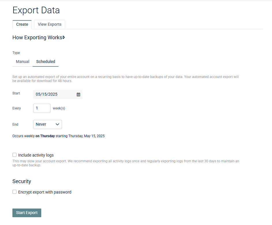 IT Glue scheduled export configuration