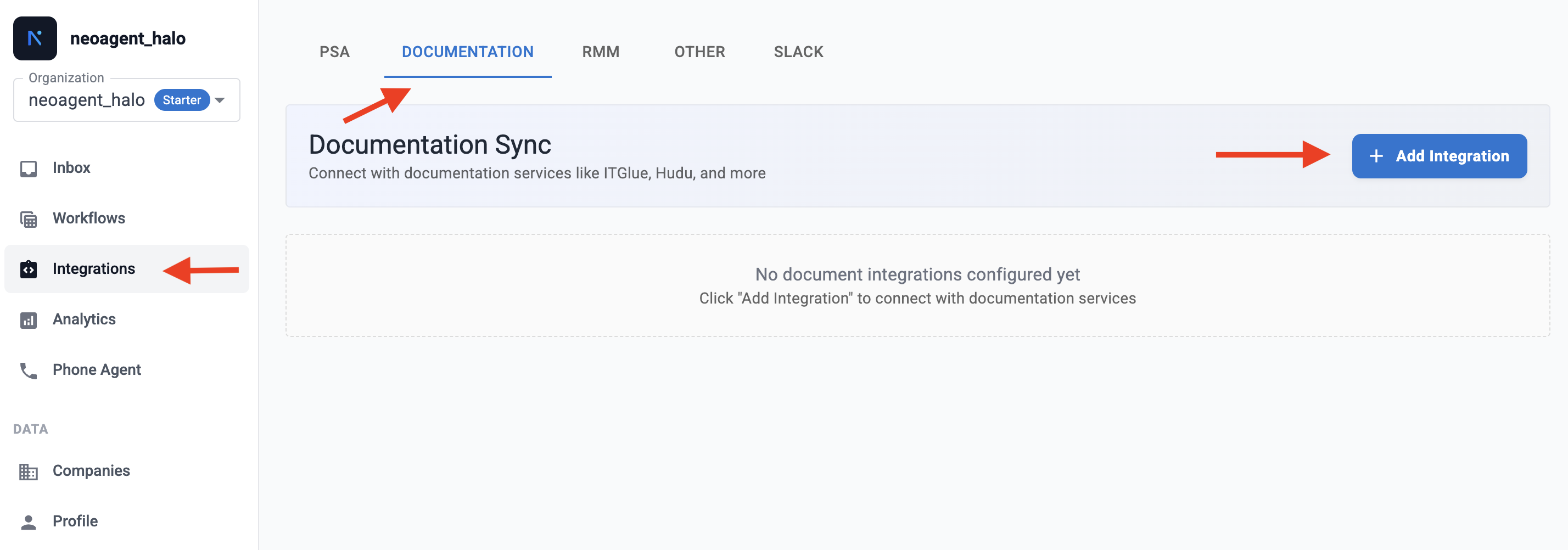 ITGlue API integration in Neo