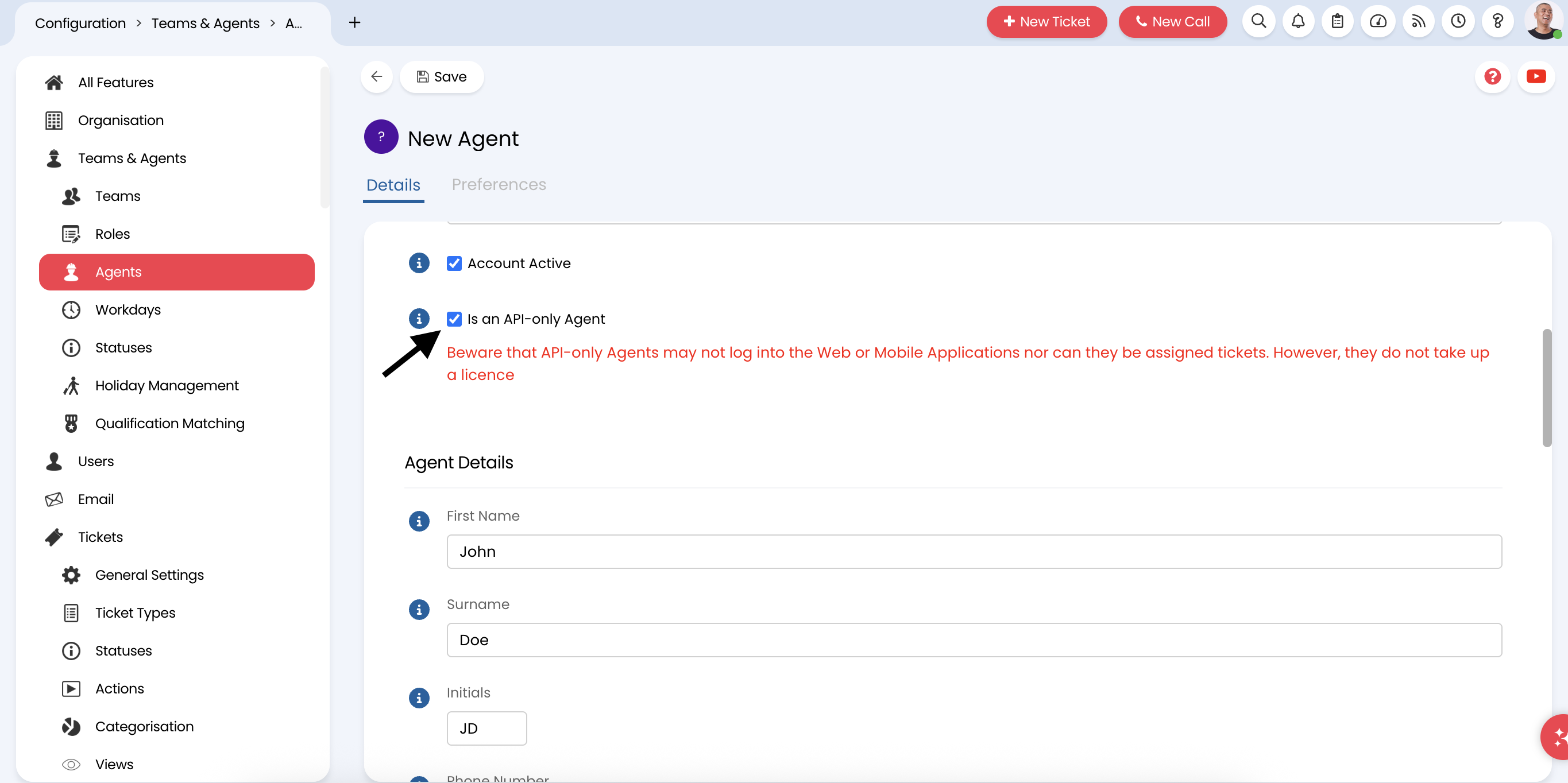 Configure agent basic information
