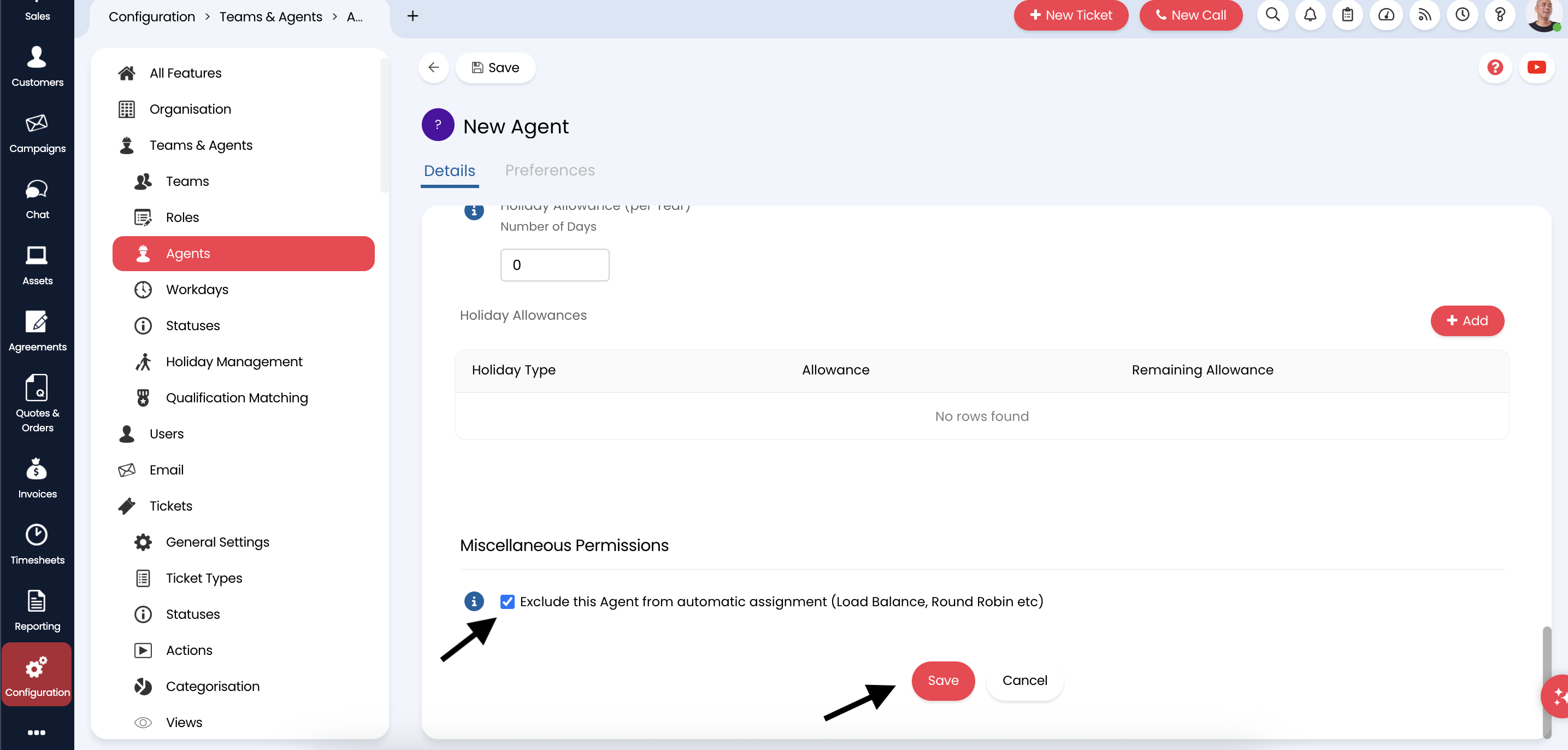 Save the agent configuration