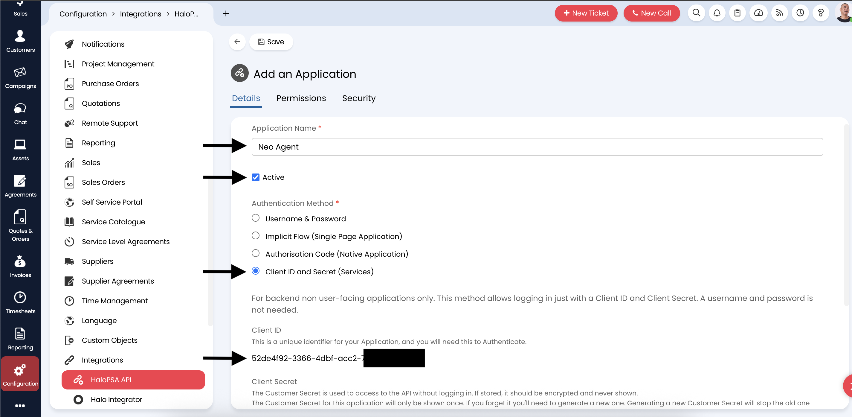 Create new application - basic details