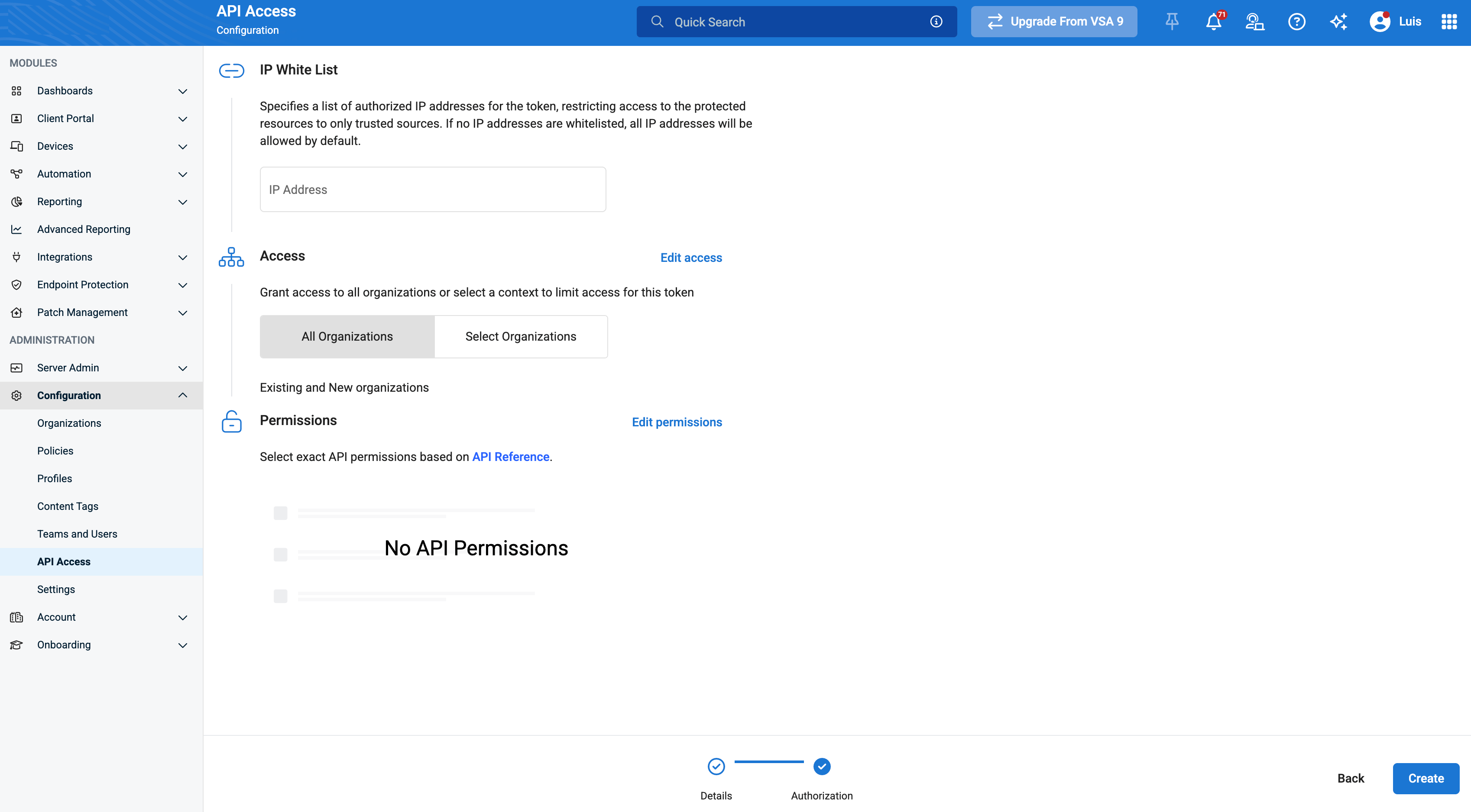 VSA X generated Third-Party Token showing Token ID and Token Secret
