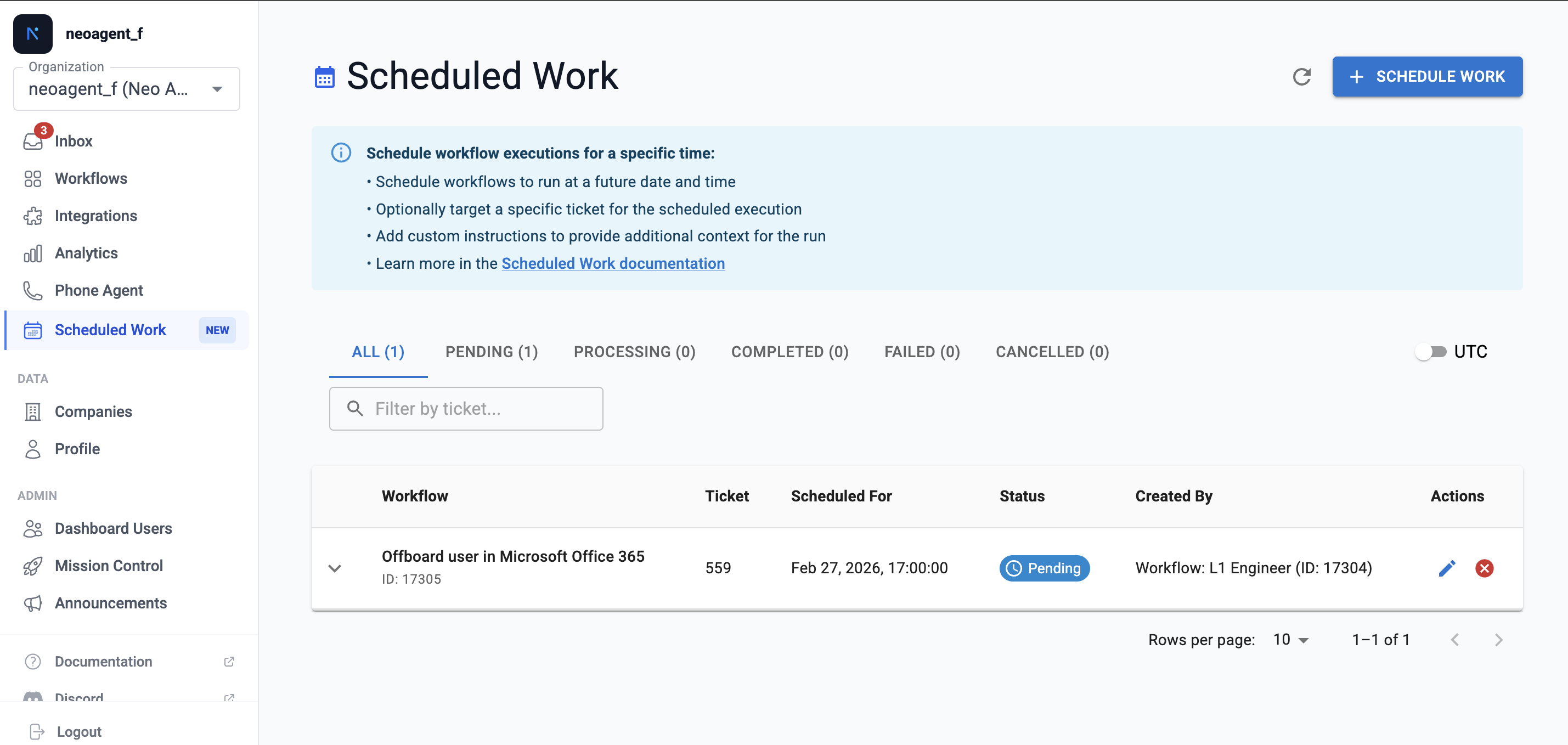 Scheduled Work - Neo Agent