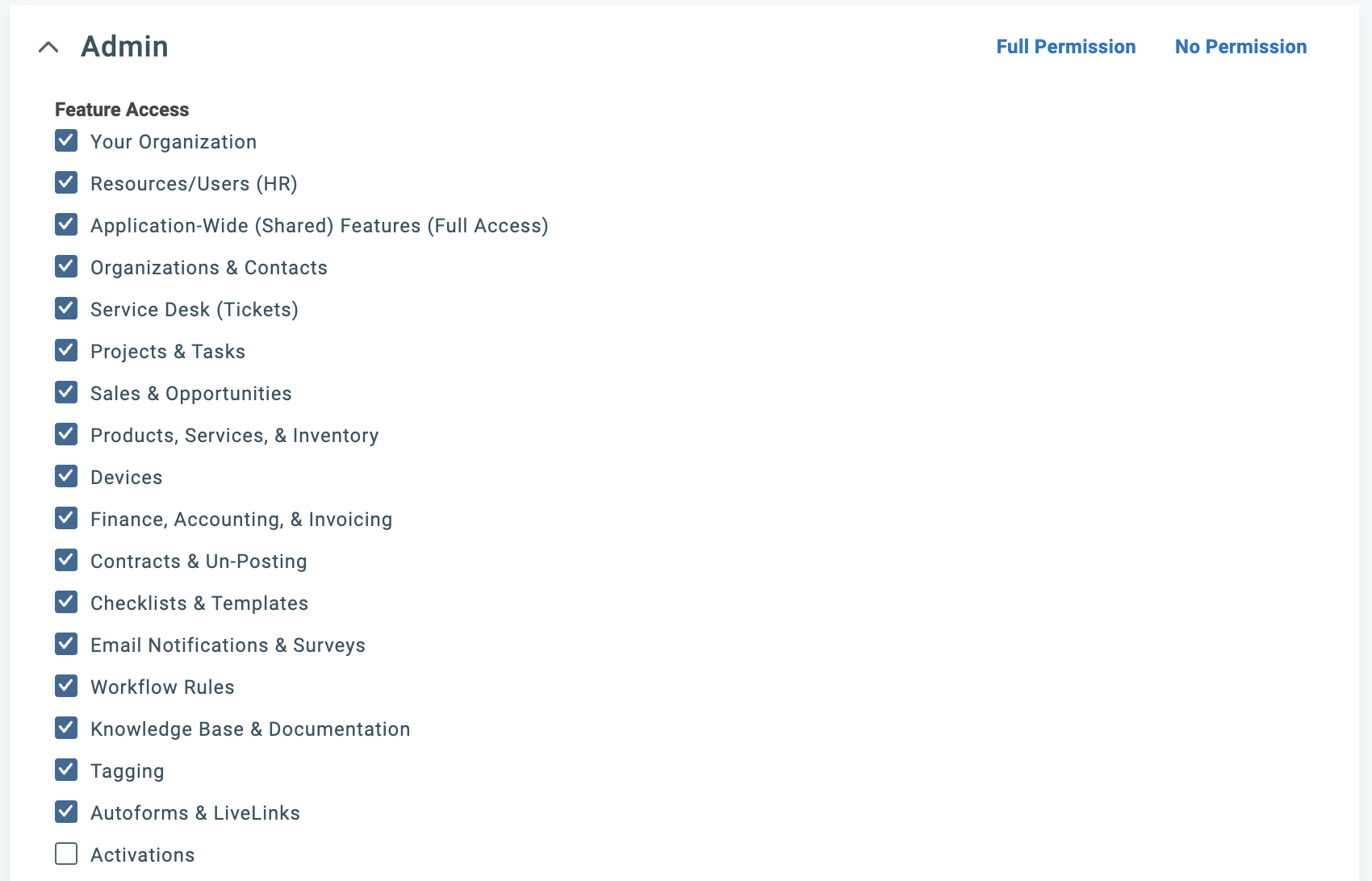 Assign permissions for Neo API User