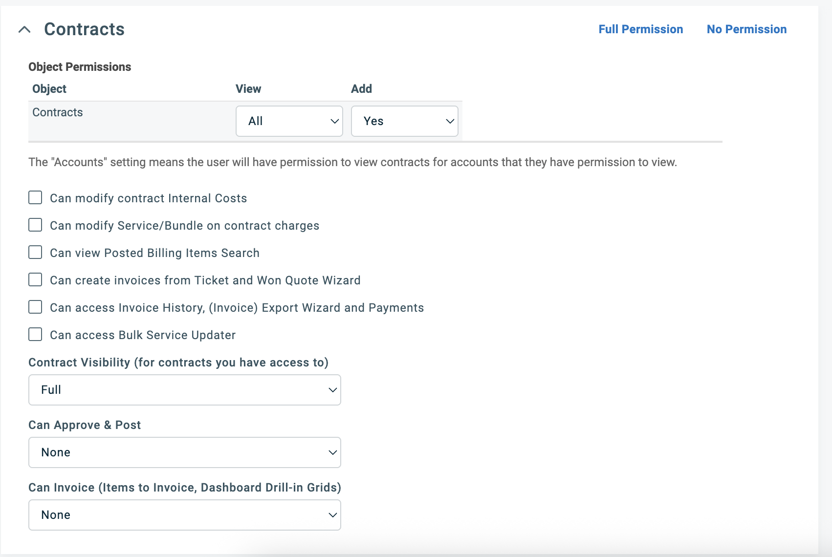 Configure Contracts permissions