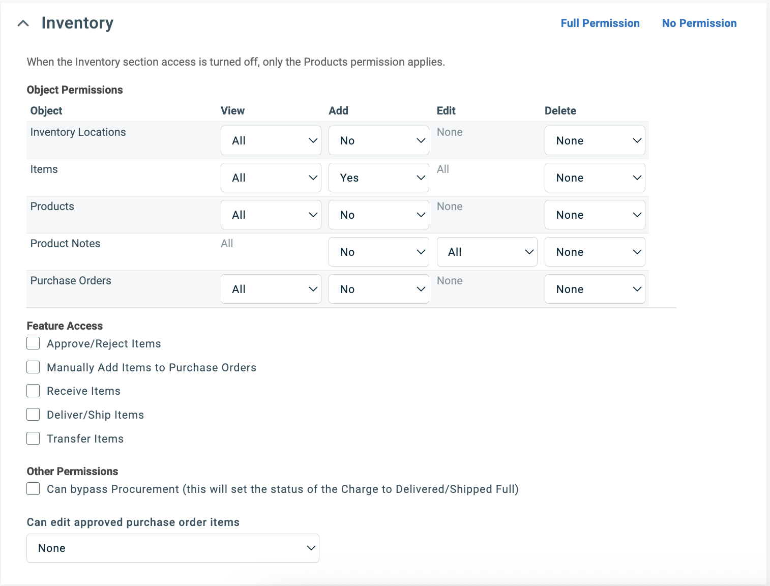 Configure Inventory permissions
