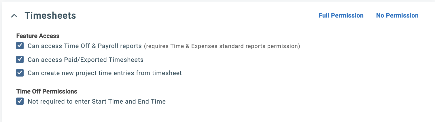 Configure Timesheets permissions