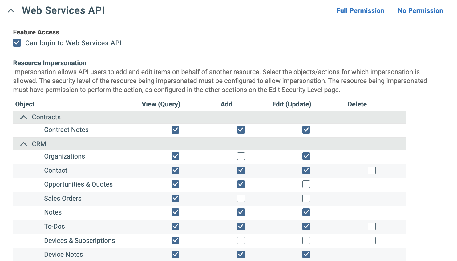 Configure Web Services API permissions - Part 1