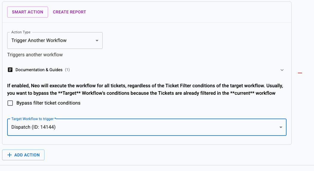 Trigger Another Workflow action configuration