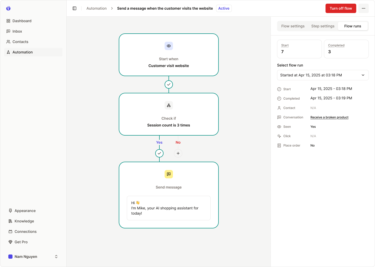 Automation Flow Runs Details Pn