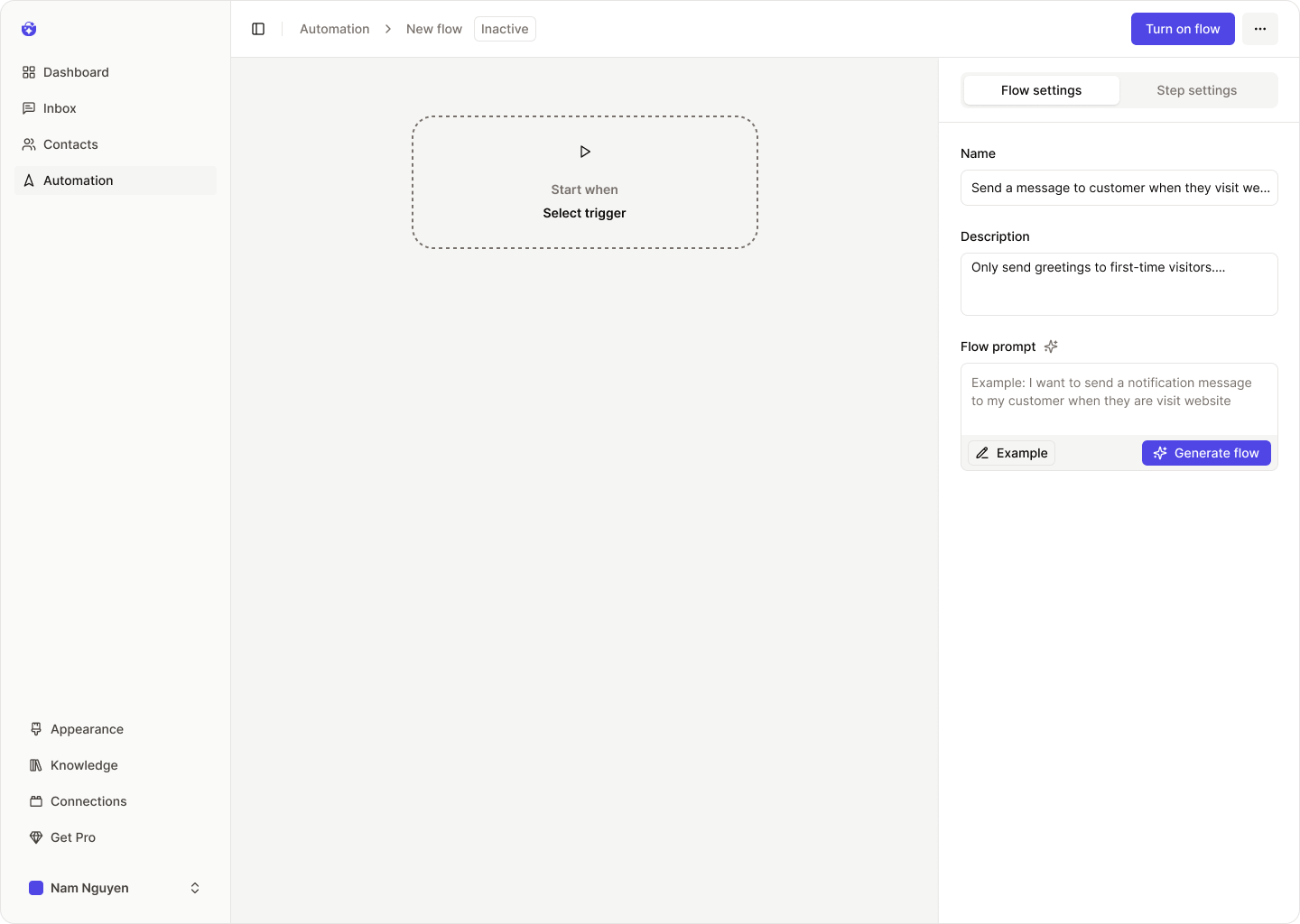 Automation Flow Settings Pn