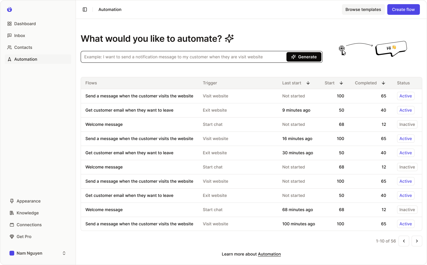Automation Flows List Pn