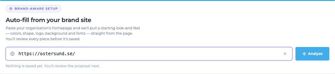 Auto-fill card idle state with a URL in the input