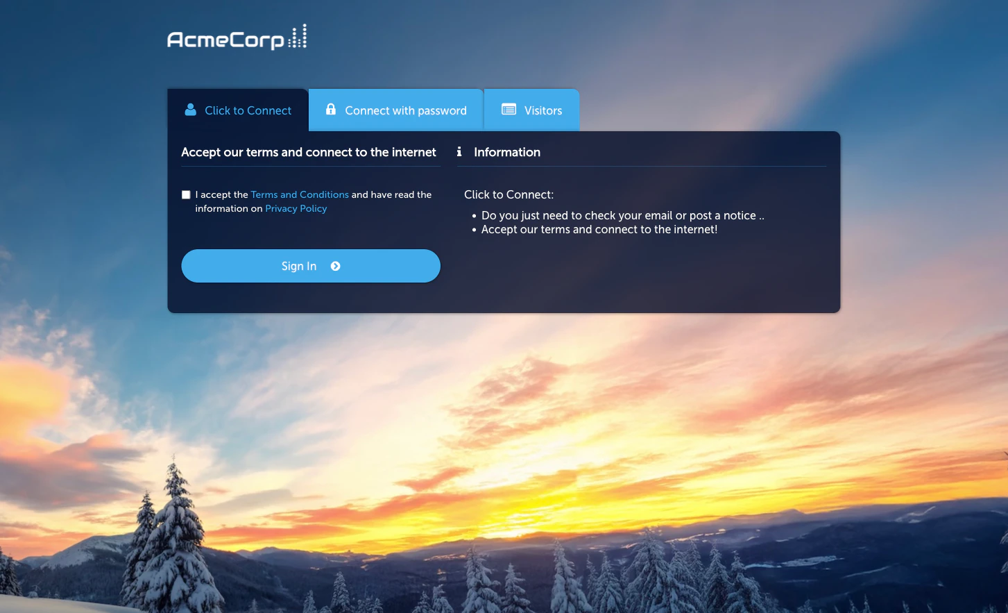 Click-to-Connect login on the Captive Portal