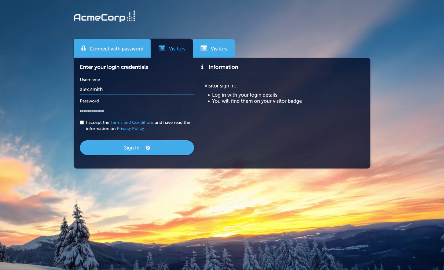 RADIUS login input on the Captive Portal