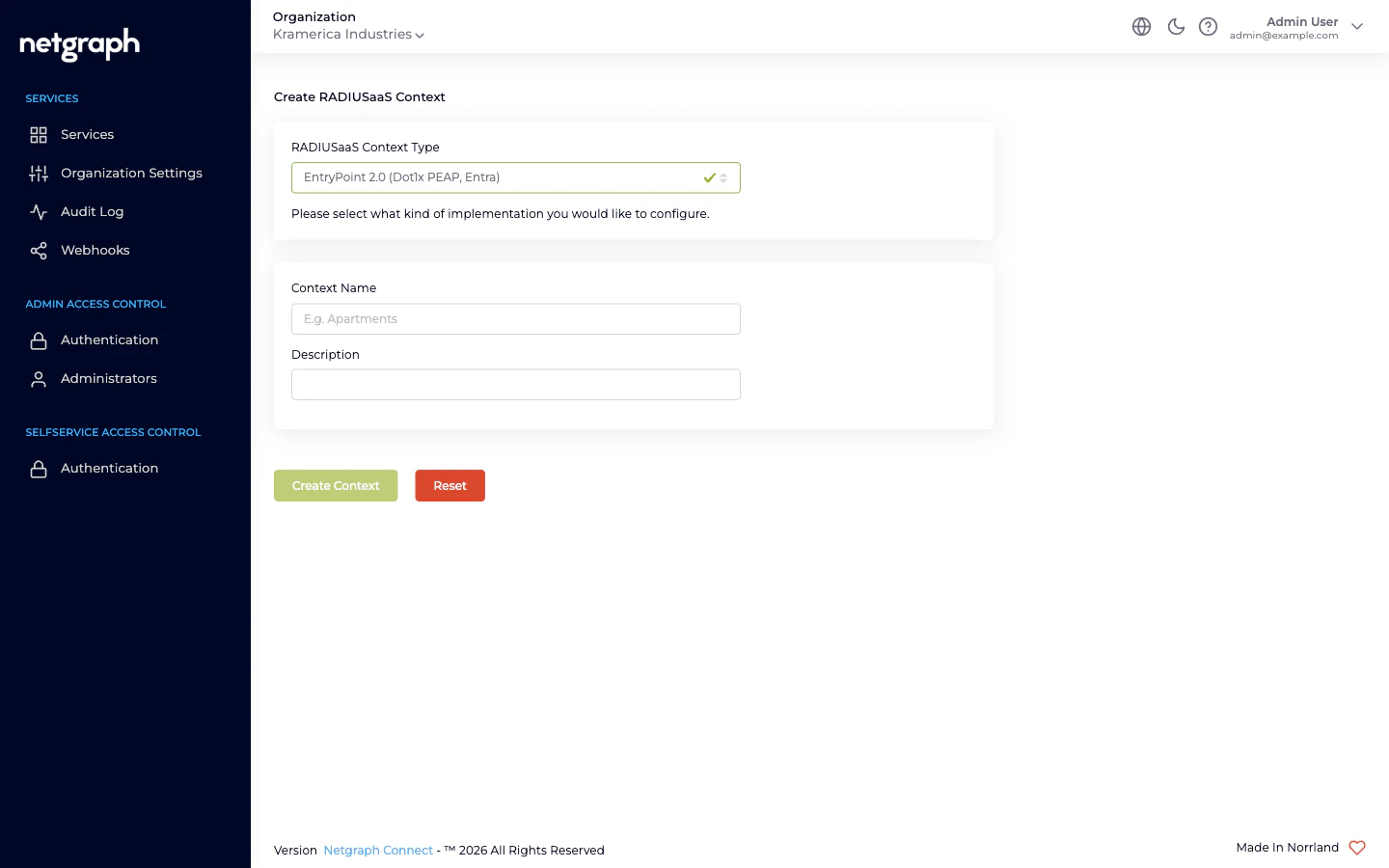 Create RADIUSaaS Context wizard