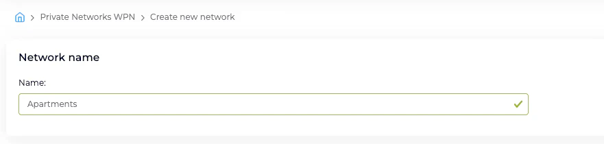 Wizard step asking for a Context name in the admin dashboard