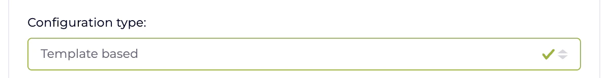 Wizard step with the Configuration type drop-down set to Template based