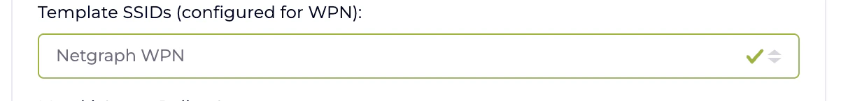 Wizard step with the Template SSIDs (configured for WPN) drop-down