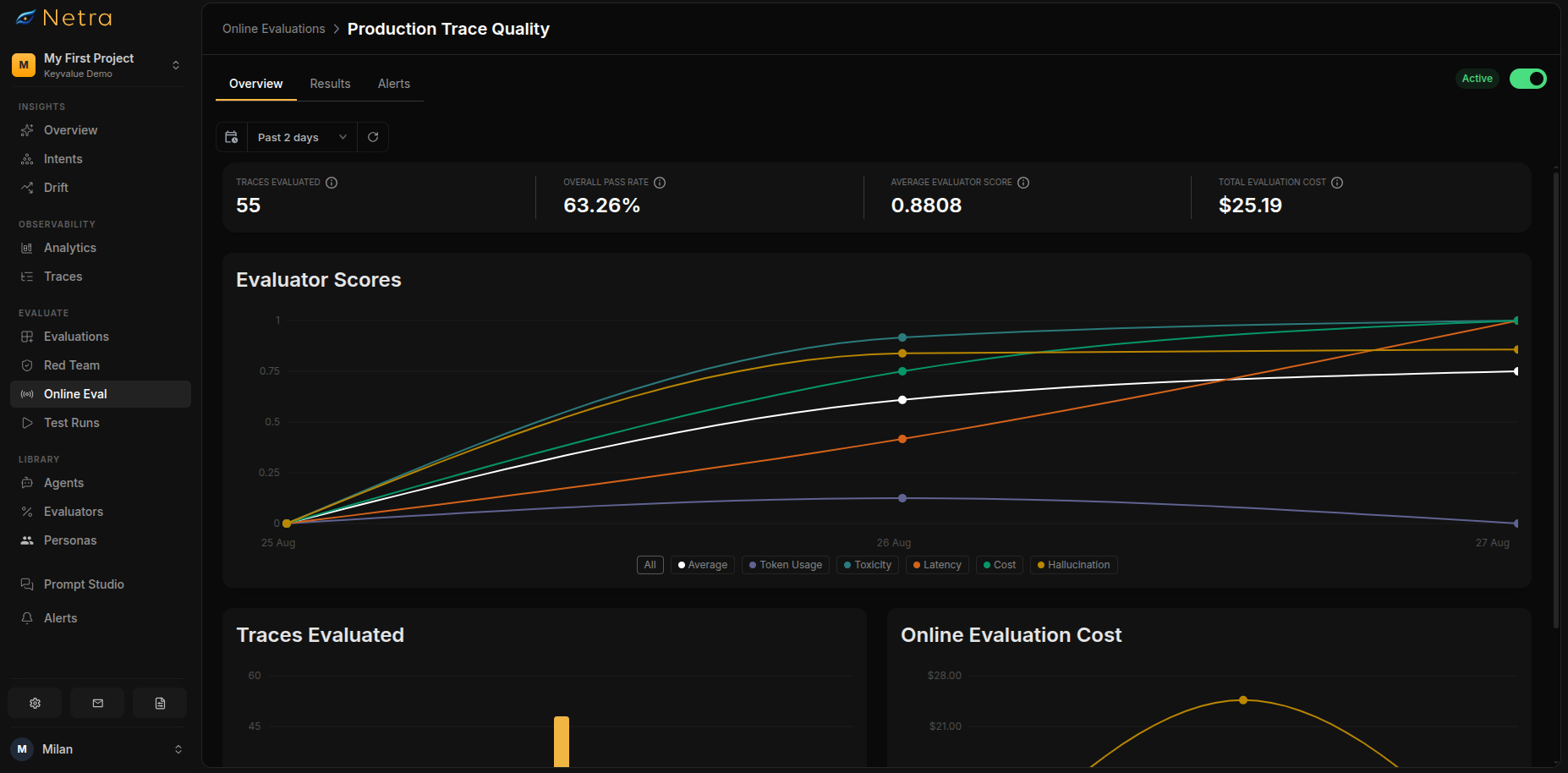 Online evaluation detail view