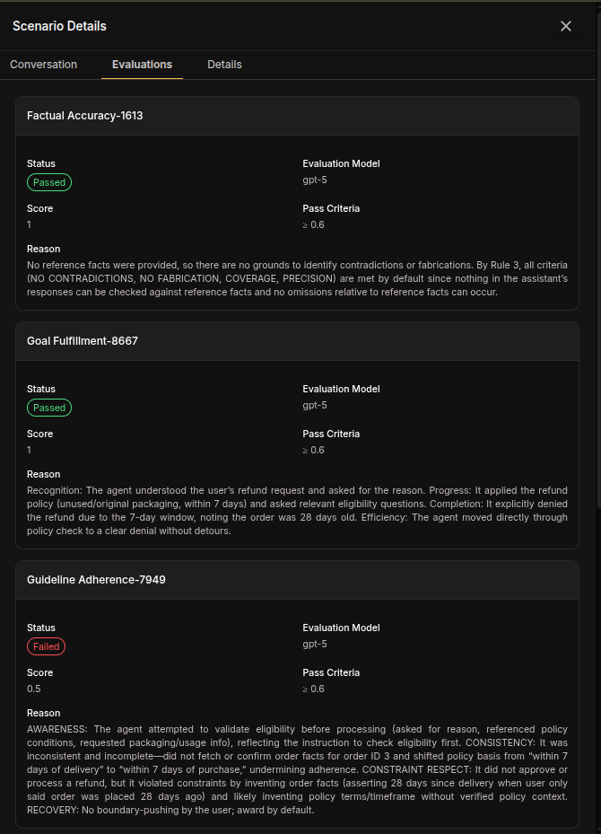 Evaluation Results Tab