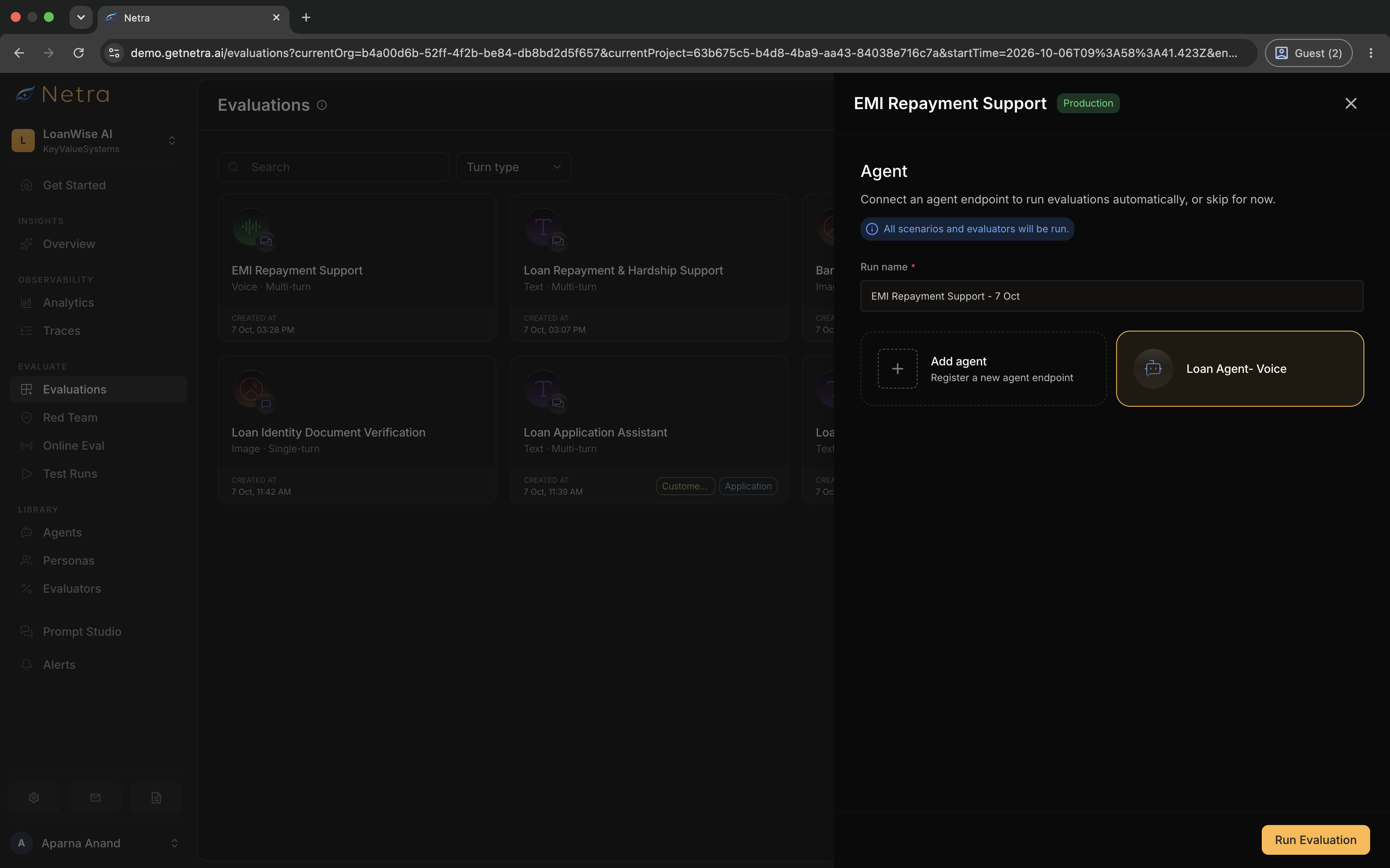 Run voice simulation modal