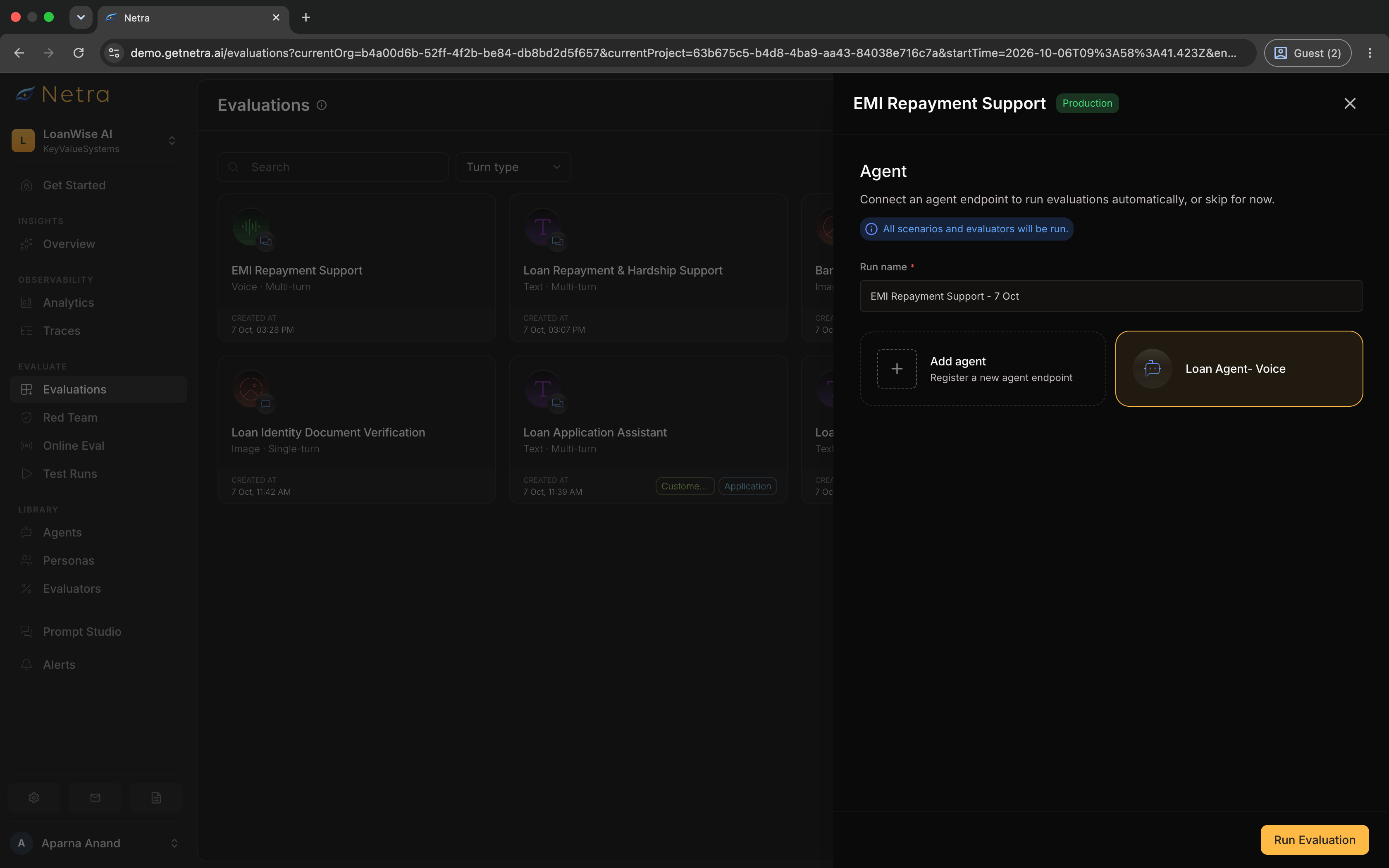 Run voice simulation modal