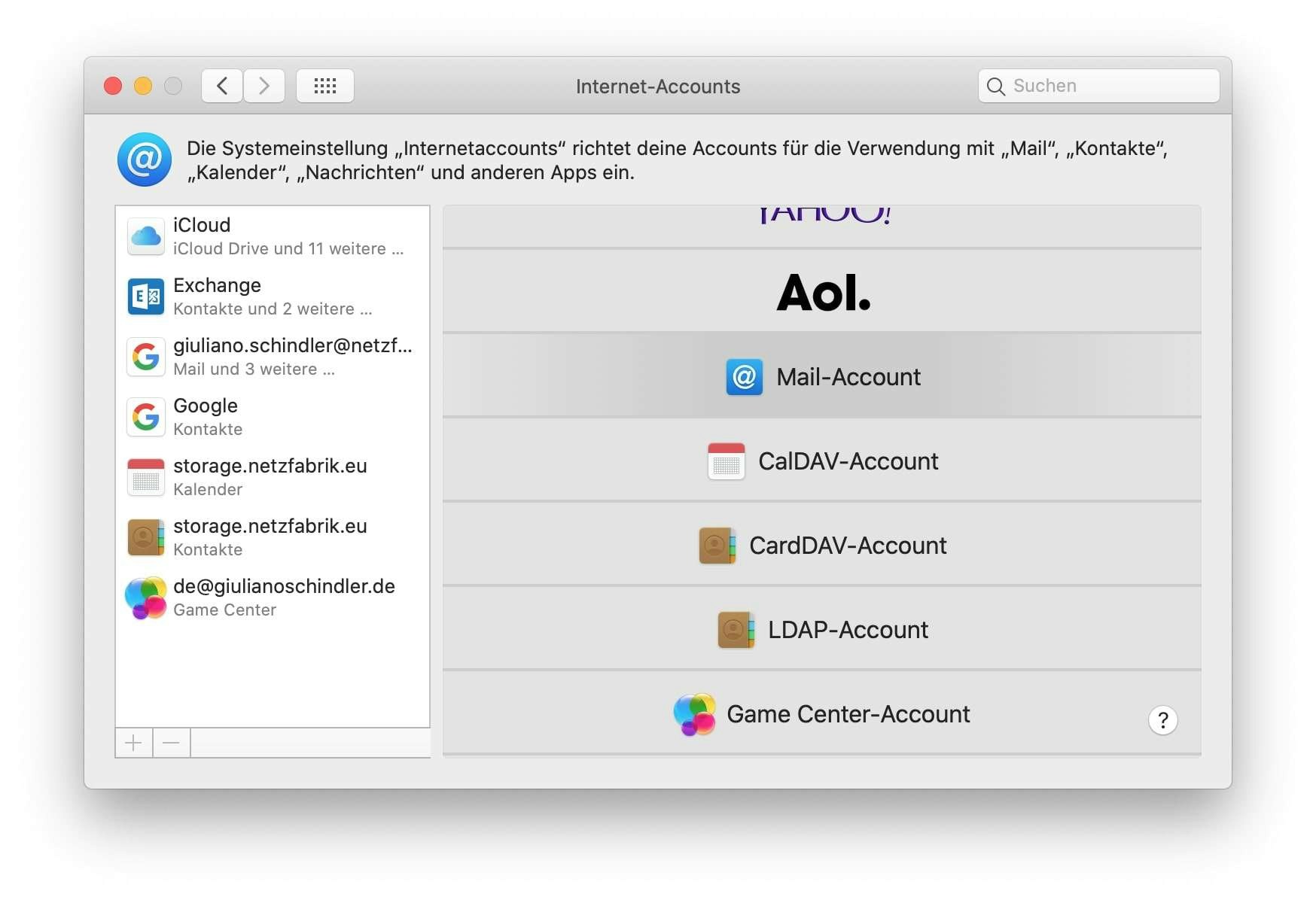 Apple Mail - Account hinzufügen